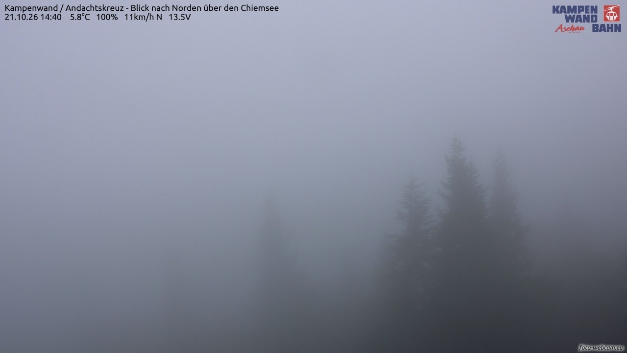 Archiv Foto Webcam Kampenwand - Blick nach Norden über den Chiemsee