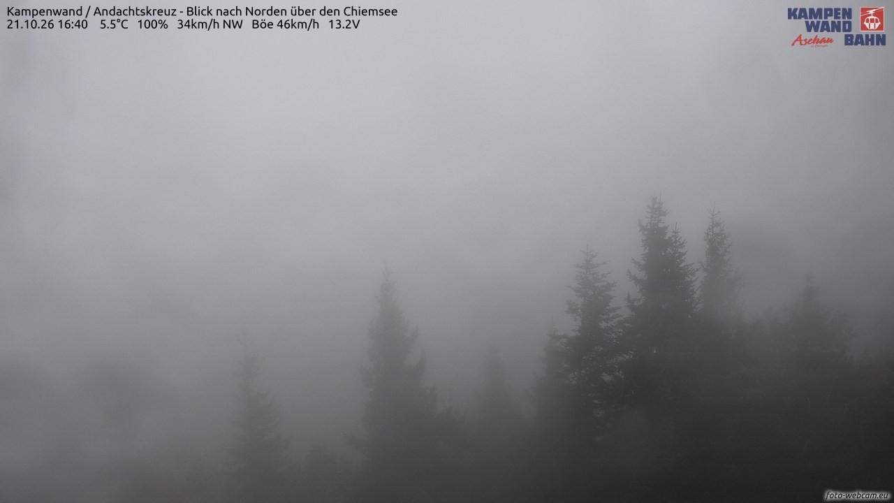 Archiv Foto Webcam Kampenwand - Blick nach Norden über den Chiemsee