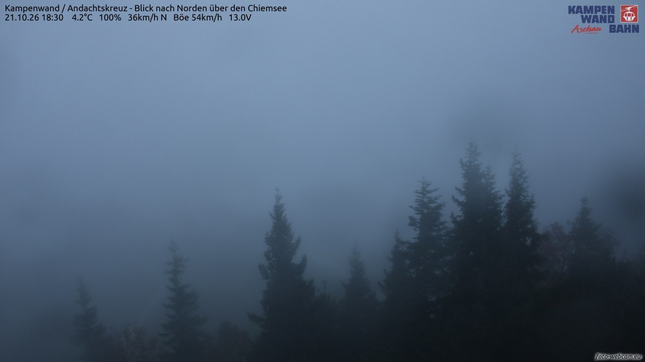 Archiv Foto Webcam Kampenwand - Blick nach Norden über den Chiemsee