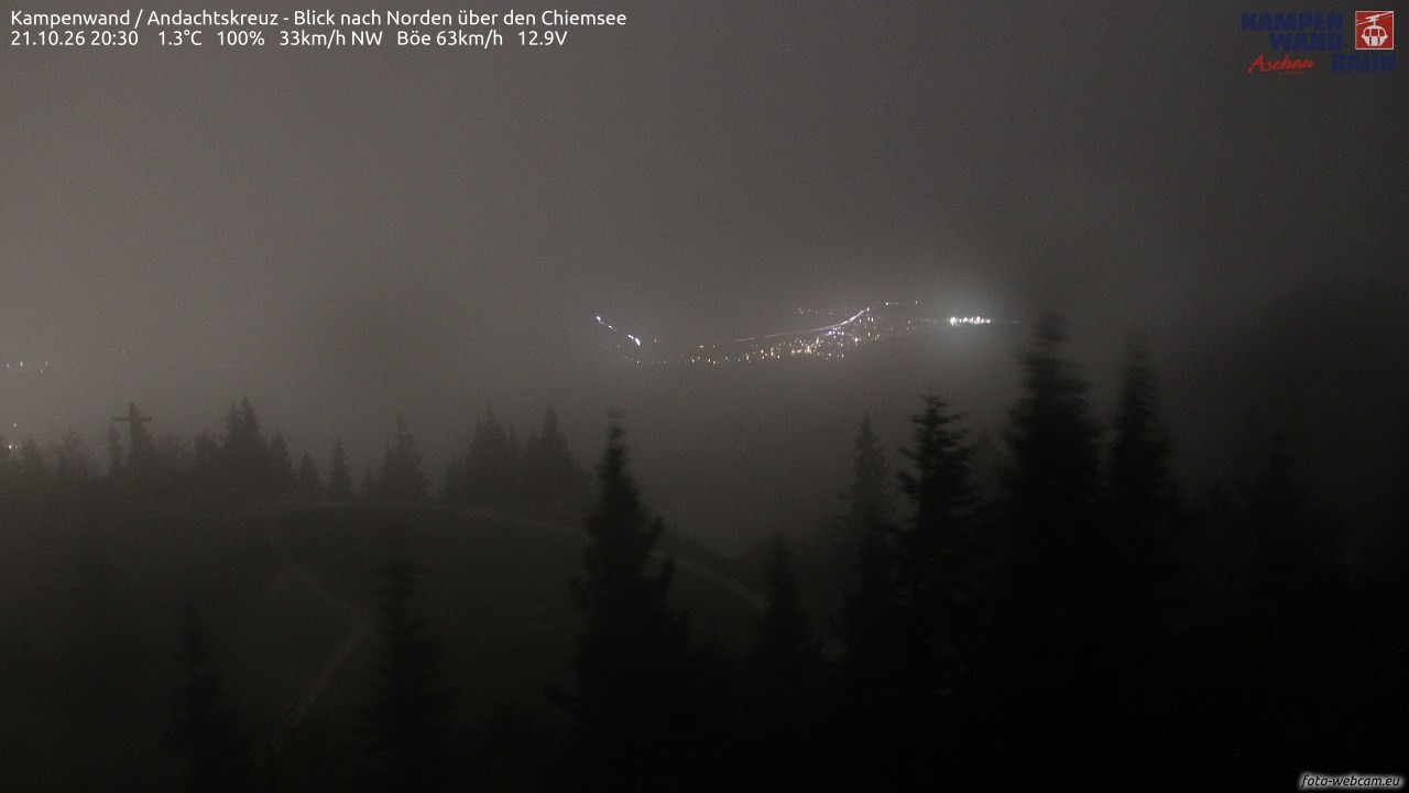 Archiv Foto Webcam Kampenwand - Blick nach Norden über den Chiemsee