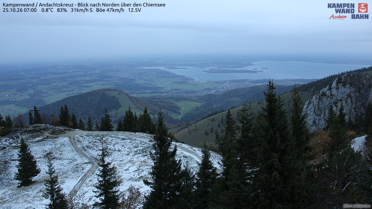 Archiv Foto Webcam Kampenwand - Blick nach Norden über den Chiemsee