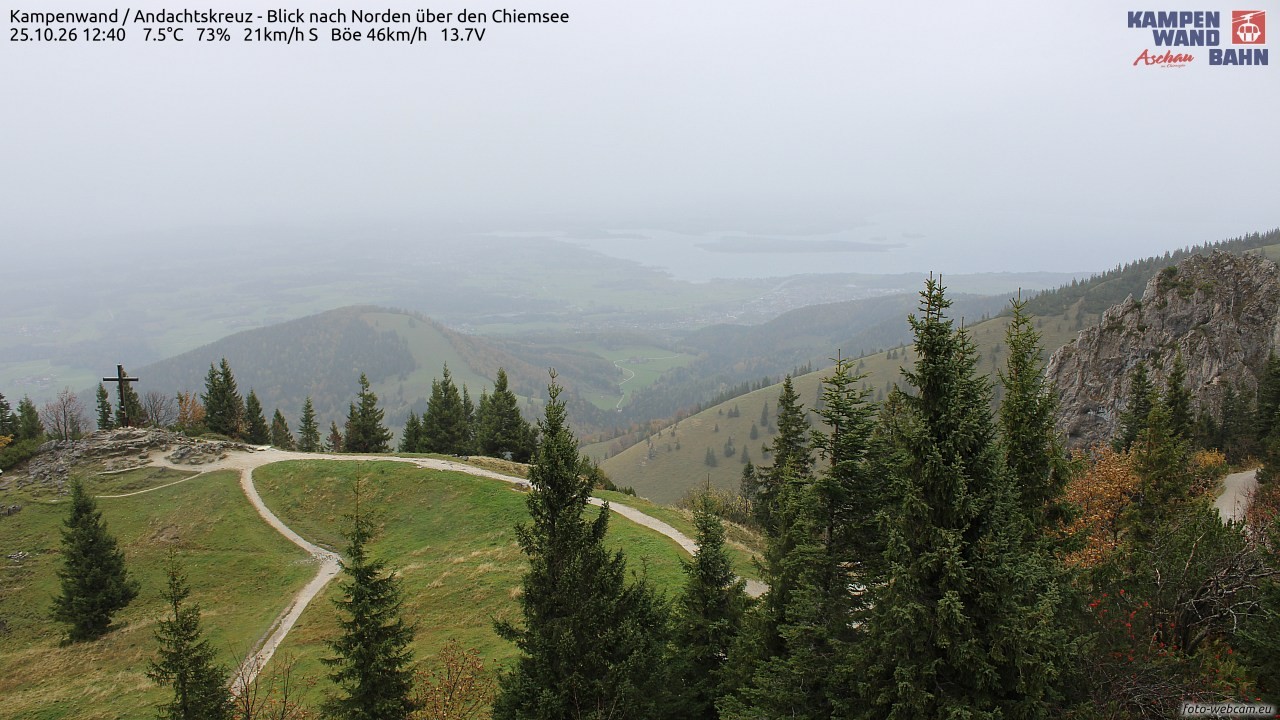 Archiv Foto Webcam Kampenwand - Blick nach Norden über den Chiemsee