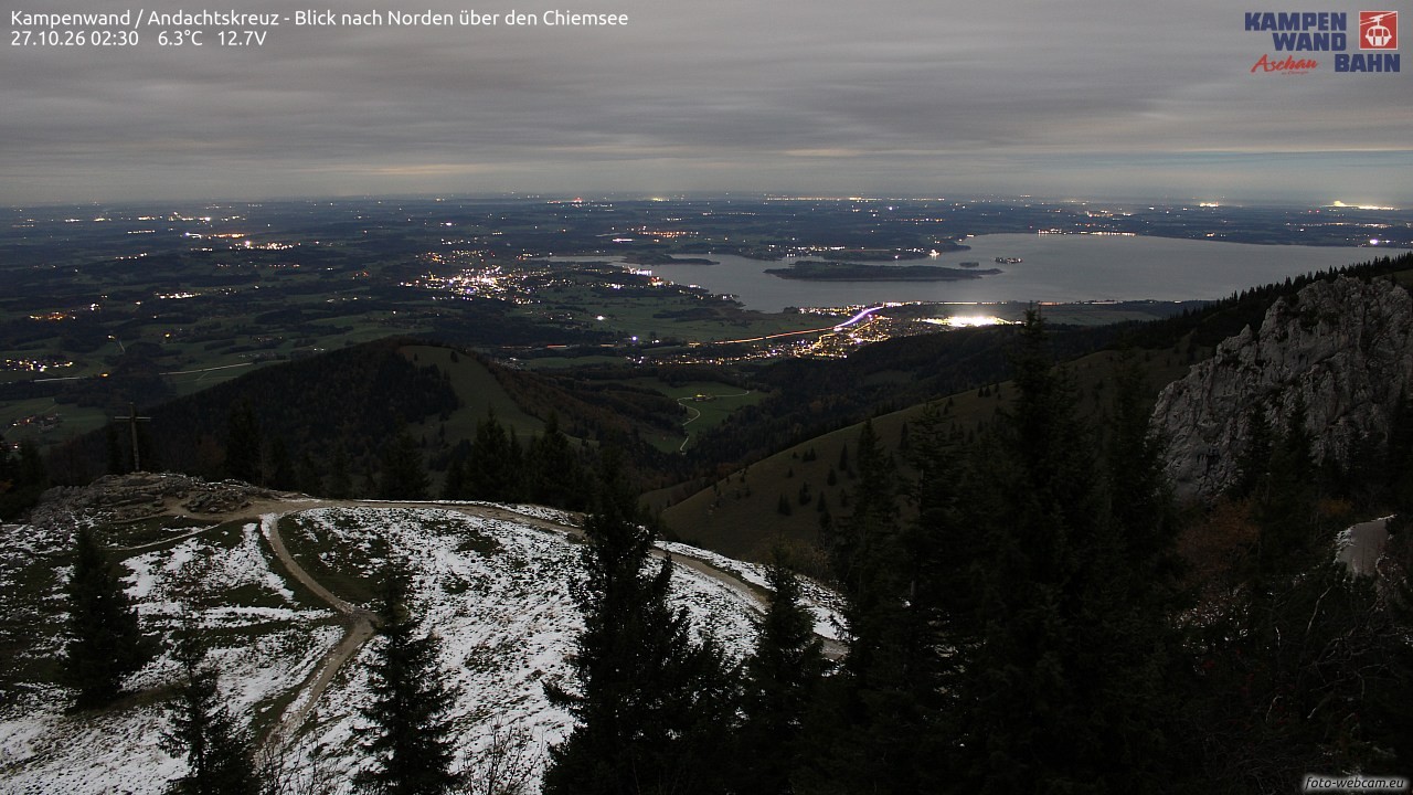 Archiv Foto Webcam Kampenwand - Blick nach Norden über den Chiemsee