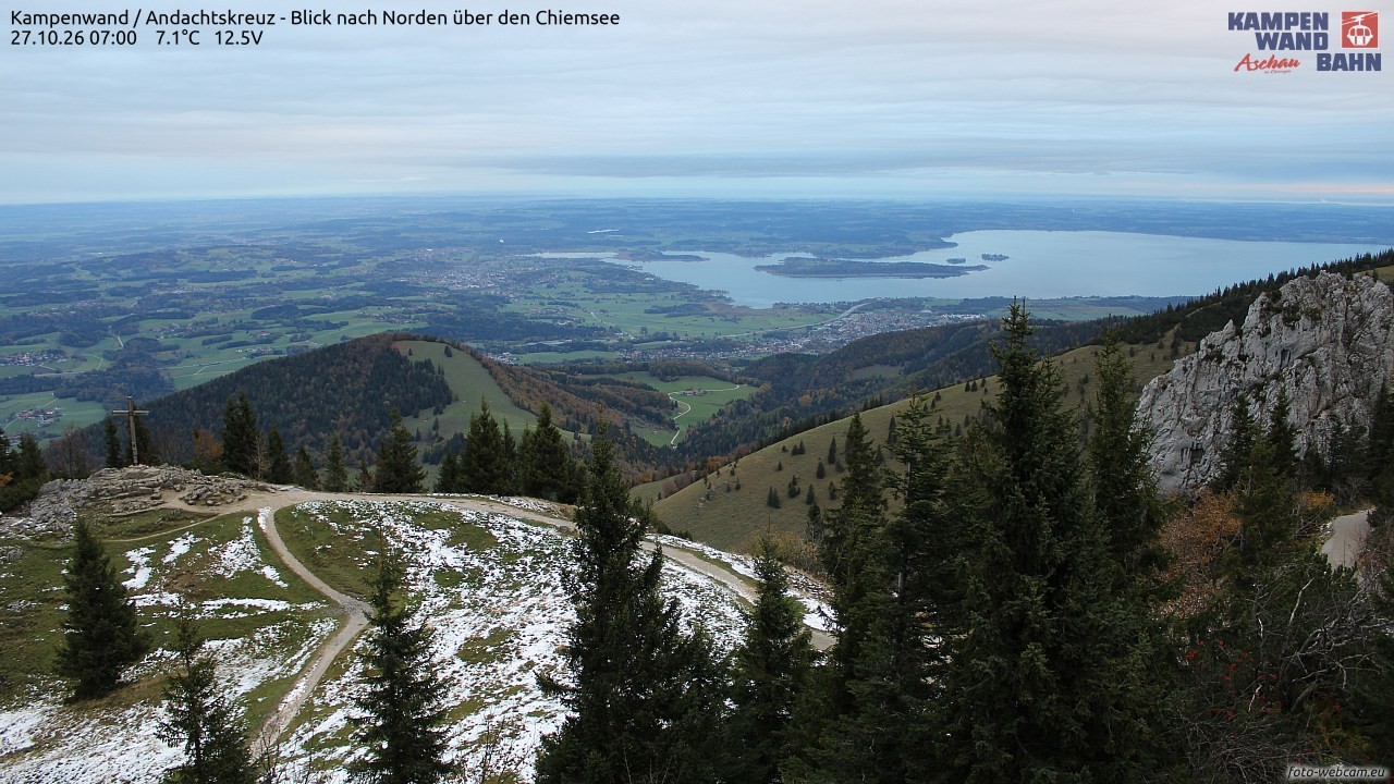 Archiv Foto Webcam Kampenwand - Blick nach Norden über den Chiemsee