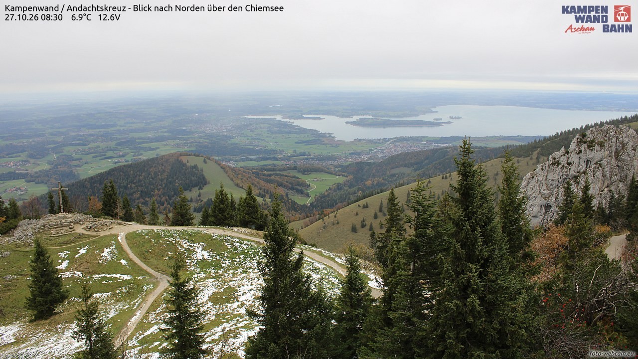 Archiv Foto Webcam Kampenwand - Blick nach Norden über den Chiemsee