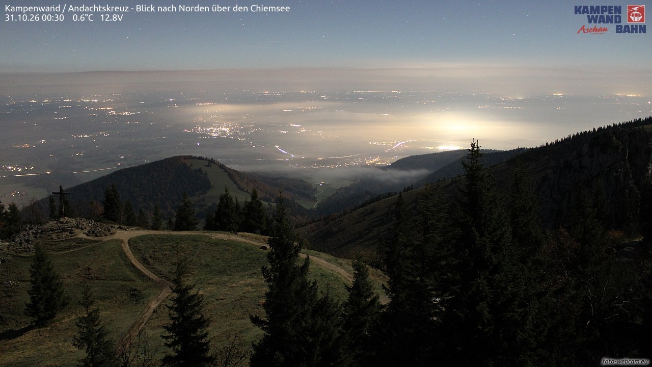 Archiv Foto Webcam Kampenwand - Blick nach Norden über den Chiemsee