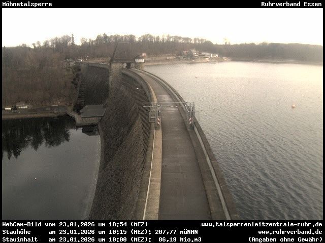 Archiv Foto Webcam Sperrmauer mit Blick auf den Möhnesee in Günne