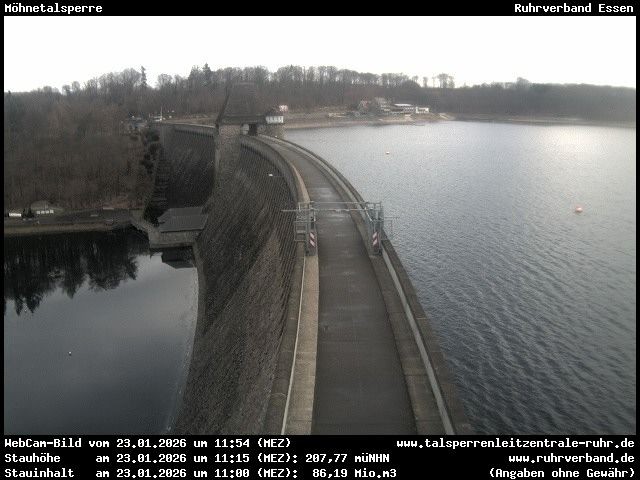 Archiv Foto Webcam Sperrmauer mit Blick auf den Möhnesee in Günne