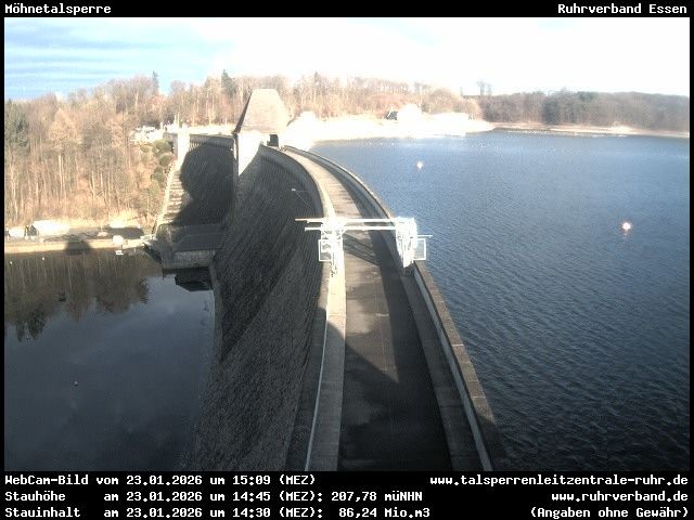 Archiv Foto Webcam Sperrmauer mit Blick auf den Möhnesee in Günne