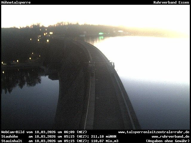 Archiv Foto Webcam Sperrmauer mit Blick auf den Möhnesee in Günne