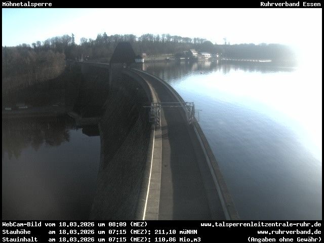 Archiv Foto Webcam Sperrmauer mit Blick auf den Möhnesee in Günne
