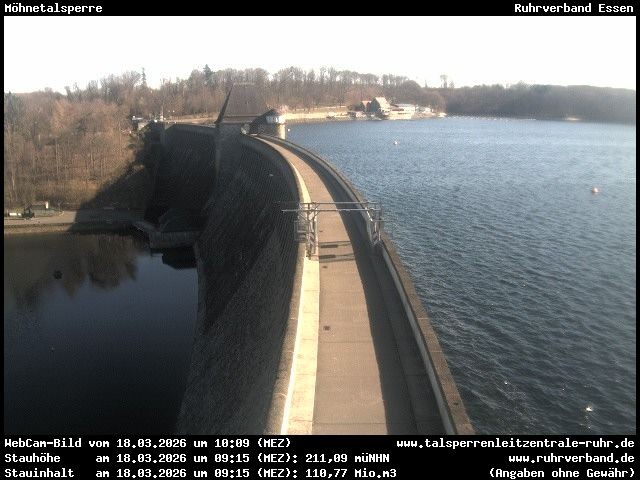 Archiv Foto Webcam Sperrmauer mit Blick auf den Möhnesee in Günne