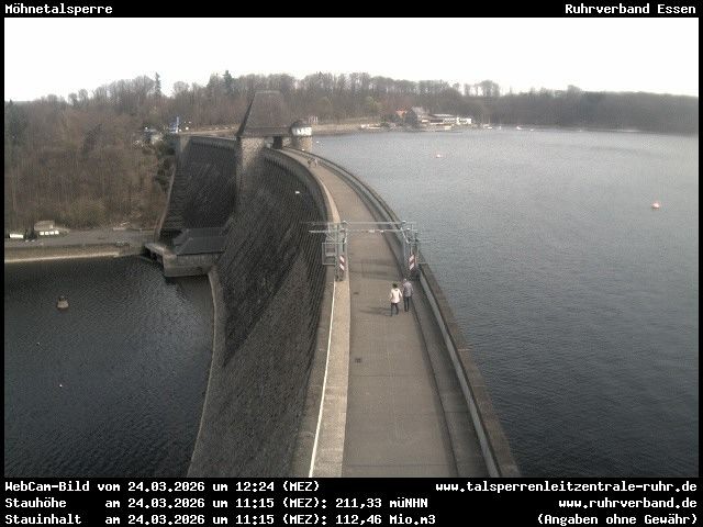Archiv Foto Webcam Sperrmauer mit Blick auf den Möhnesee in Günne