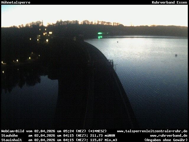 Archiv Foto Webcam Sperrmauer mit Blick auf den Möhnesee in Günne