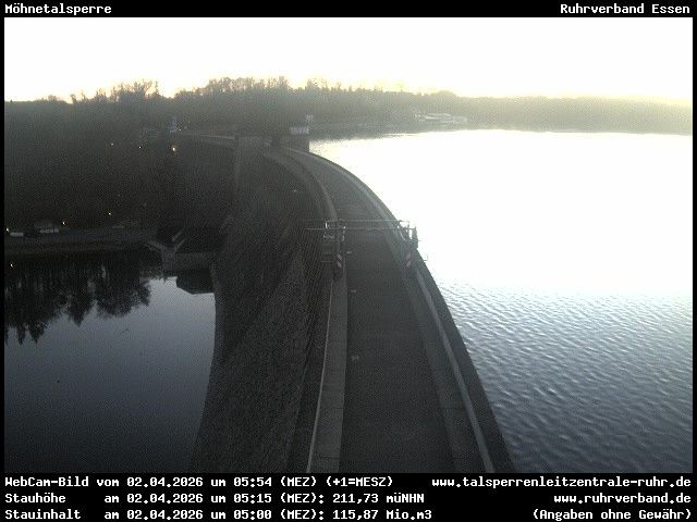 Archiv Foto Webcam Sperrmauer mit Blick auf den Möhnesee in Günne