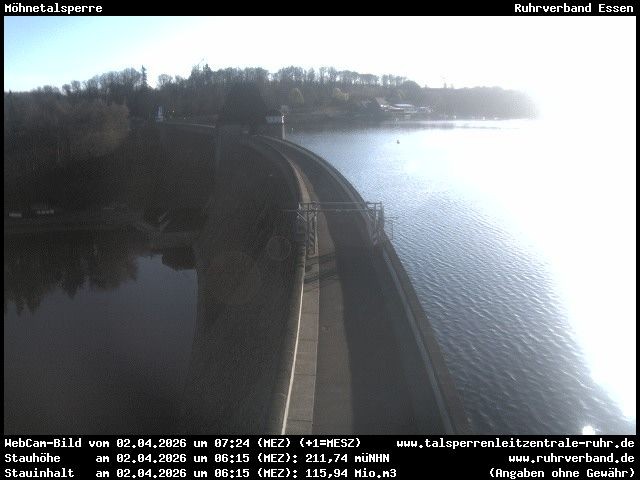 Archiv Foto Webcam Sperrmauer mit Blick auf den Möhnesee in Günne