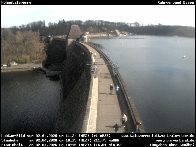 Archiv Foto Webcam Sperrmauer mit Blick auf den Möhnesee in Günne