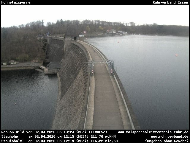 Archiv Foto Webcam Sperrmauer mit Blick auf den Möhnesee in Günne