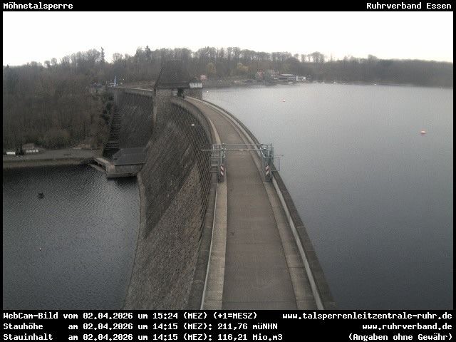 Archiv Foto Webcam Sperrmauer mit Blick auf den Möhnesee in Günne