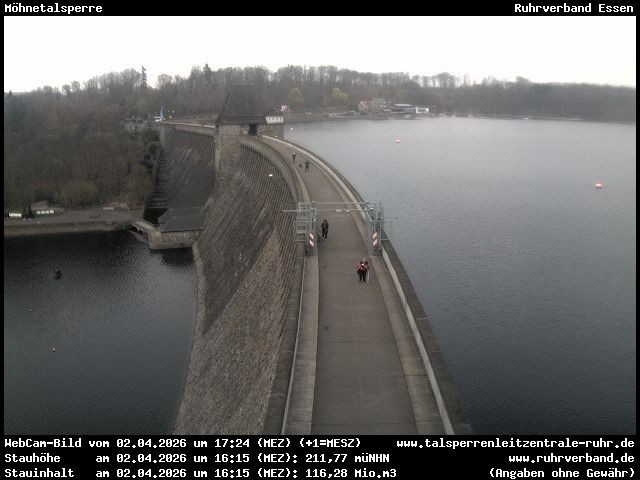 Archiv Foto Webcam Sperrmauer mit Blick auf den Möhnesee in Günne