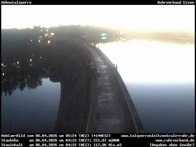 Archiv Foto Webcam Sperrmauer mit Blick auf den Möhnesee in Günne