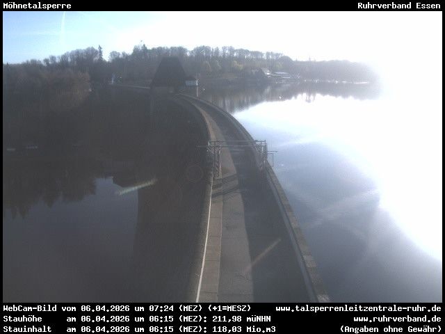 Archiv Foto Webcam Sperrmauer mit Blick auf den Möhnesee in Günne