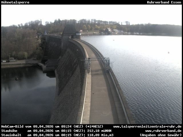 Archiv Foto Webcam Sperrmauer mit Blick auf den Möhnesee in Günne