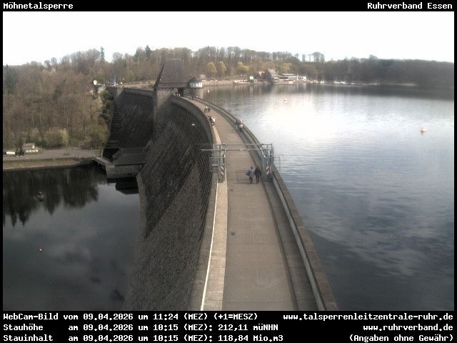 Archiv Foto Webcam Sperrmauer mit Blick auf den Möhnesee in Günne