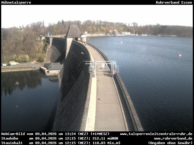 Archiv Foto Webcam Sperrmauer mit Blick auf den Möhnesee in Günne