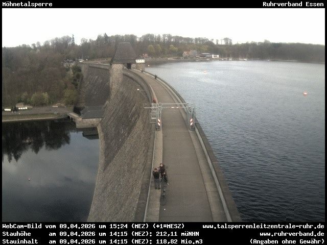 Archiv Foto Webcam Sperrmauer mit Blick auf den Möhnesee in Günne