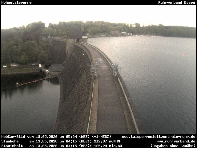 Archiv Foto Webcam Sperrmauer mit Blick auf den Möhnesee in Günne