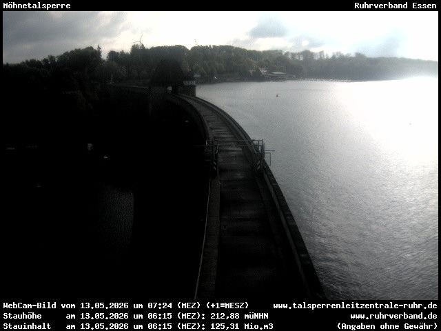 Archiv Foto Webcam Sperrmauer mit Blick auf den Möhnesee in Günne