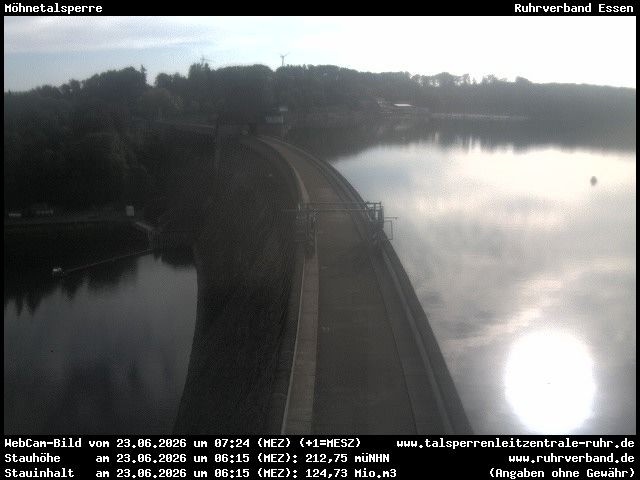 Archiv Foto Webcam Sperrmauer mit Blick auf den Möhnesee in Günne