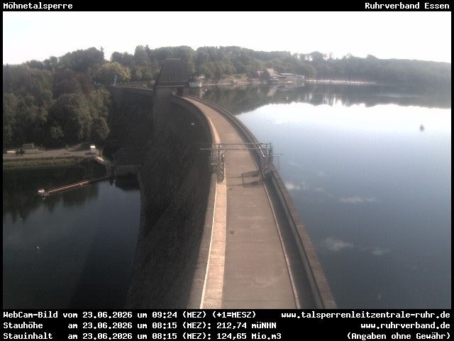 Archiv Foto Webcam Sperrmauer mit Blick auf den Möhnesee in Günne
