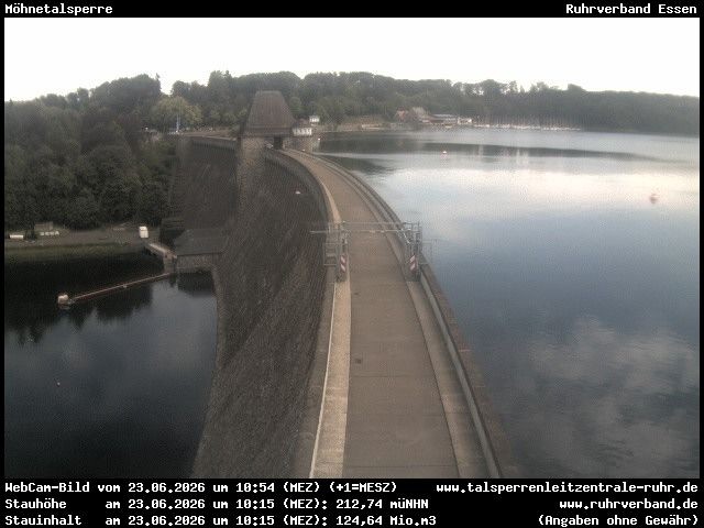 Archiv Foto Webcam Sperrmauer mit Blick auf den Möhnesee in Günne