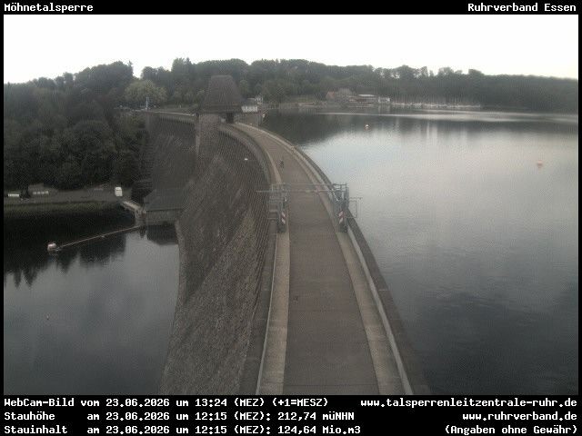 Archiv Foto Webcam Sperrmauer mit Blick auf den Möhnesee in Günne