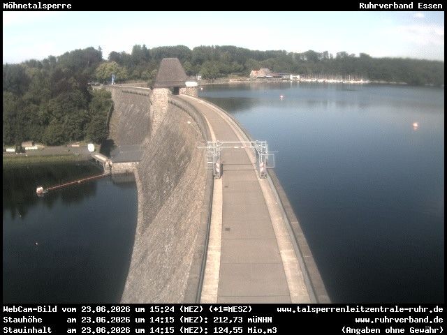 Archiv Foto Webcam Sperrmauer mit Blick auf den Möhnesee in Günne