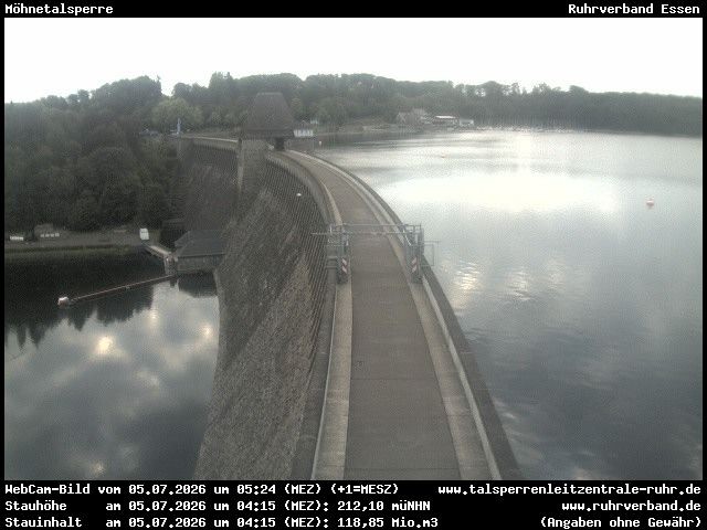 Archiv Foto Webcam Sperrmauer mit Blick auf den Möhnesee in Günne