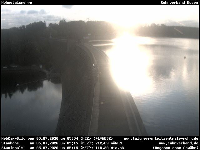 Archiv Foto Webcam Sperrmauer mit Blick auf den Möhnesee in Günne