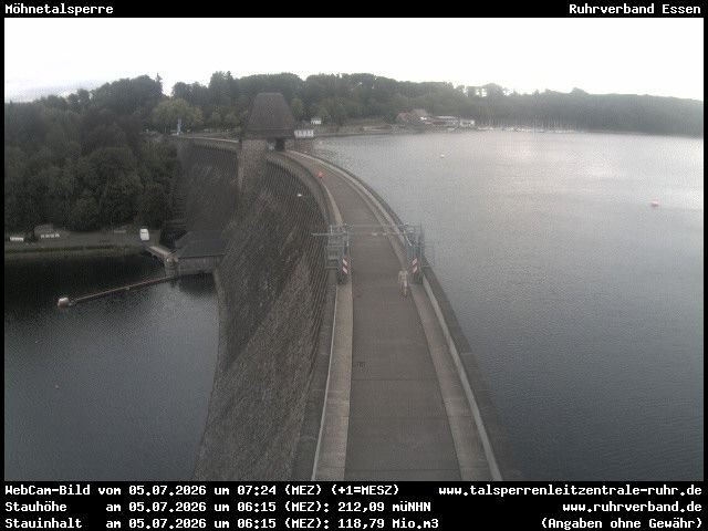 Archiv Foto Webcam Sperrmauer mit Blick auf den Möhnesee in Günne