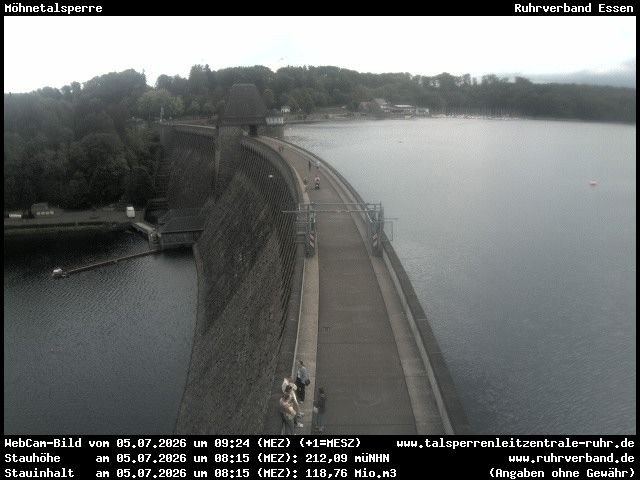 Archiv Foto Webcam Sperrmauer mit Blick auf den Möhnesee in Günne