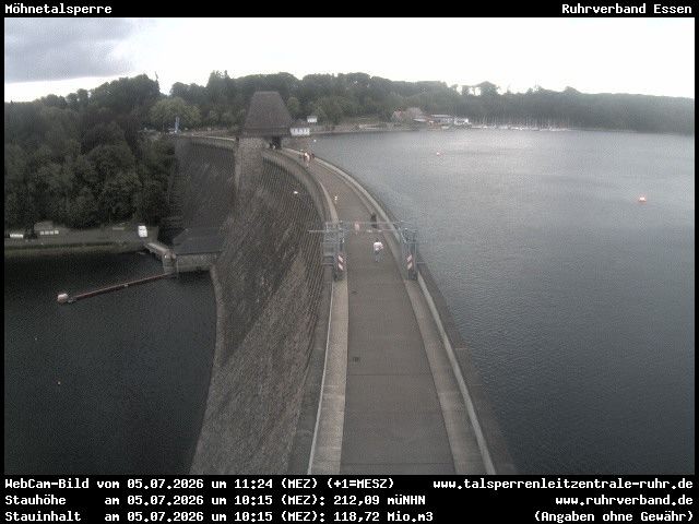 Archiv Foto Webcam Sperrmauer mit Blick auf den Möhnesee in Günne