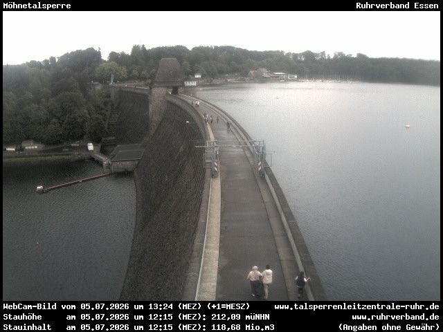 Archiv Foto Webcam Sperrmauer mit Blick auf den Möhnesee in Günne