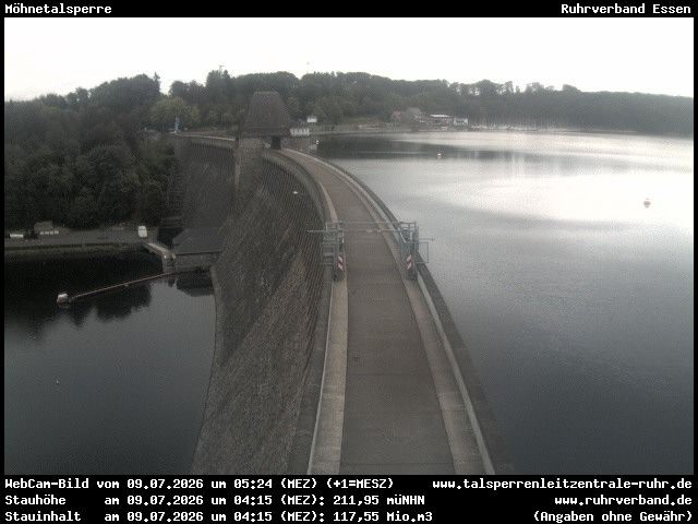 Archiv Foto Webcam Sperrmauer mit Blick auf den Möhnesee in Günne