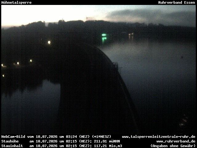 Archiv Foto Webcam Sperrmauer mit Blick auf den Möhnesee in Günne