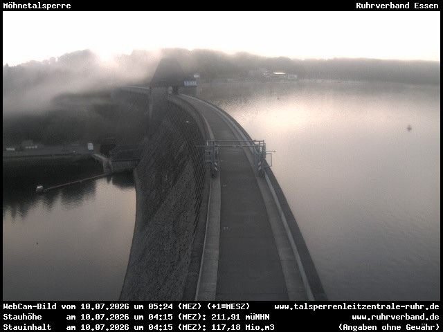Archiv Foto Webcam Sperrmauer mit Blick auf den Möhnesee in Günne