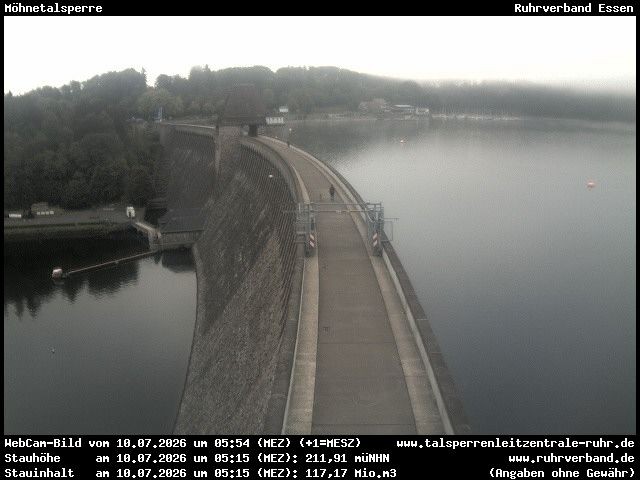 Archiv Foto Webcam Sperrmauer mit Blick auf den Möhnesee in Günne