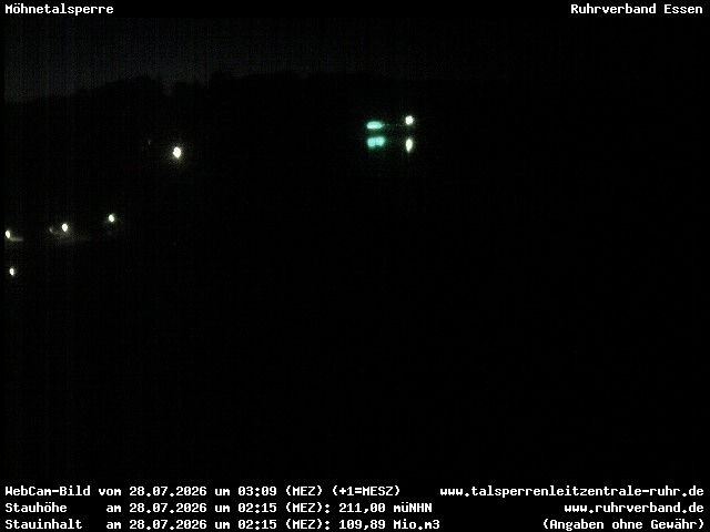 Archiv Foto Webcam Sperrmauer mit Blick auf den Möhnesee in Günne