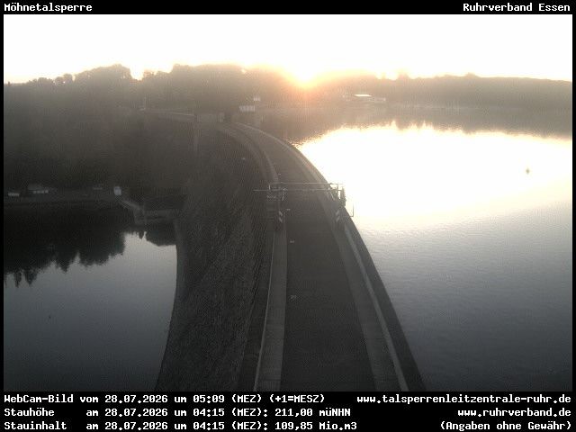 Archiv Foto Webcam Sperrmauer mit Blick auf den Möhnesee in Günne