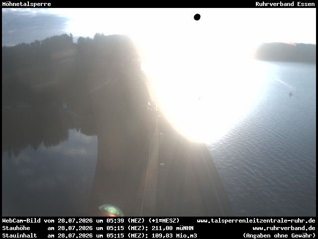 Archiv Foto Webcam Sperrmauer mit Blick auf den Möhnesee in Günne